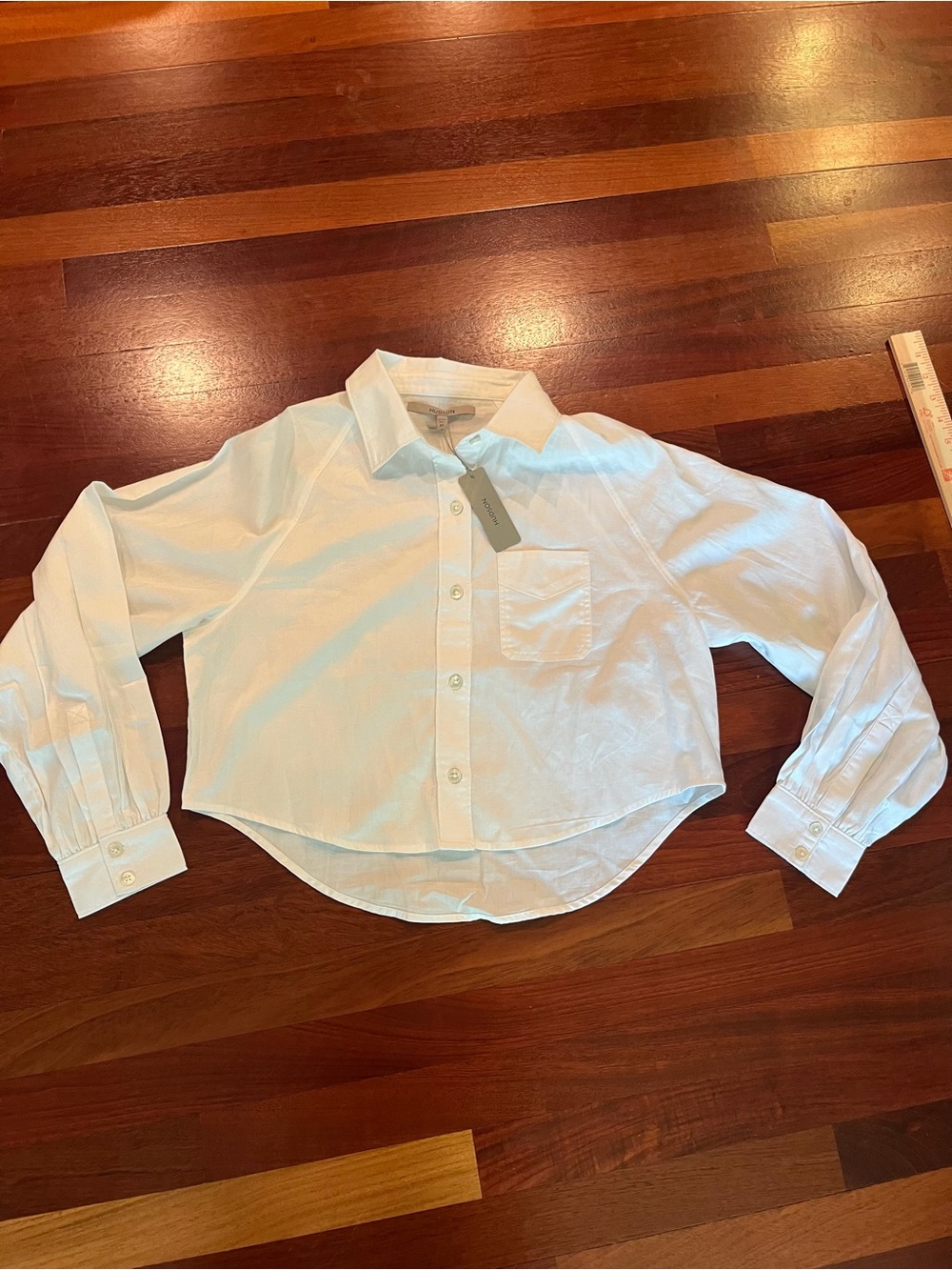 Hudson Jeans Raglan Balloon Sleeve White Cotton Button Down XS NWT